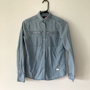 7 For All Mankind Chambray Blue Shirt Large